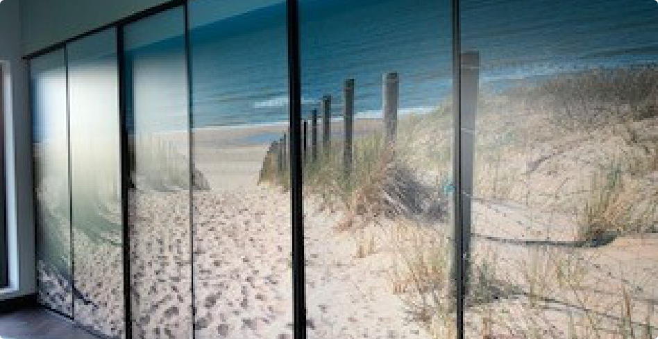 Schuifwand met fotoprint | strand en zee | Maatwerk